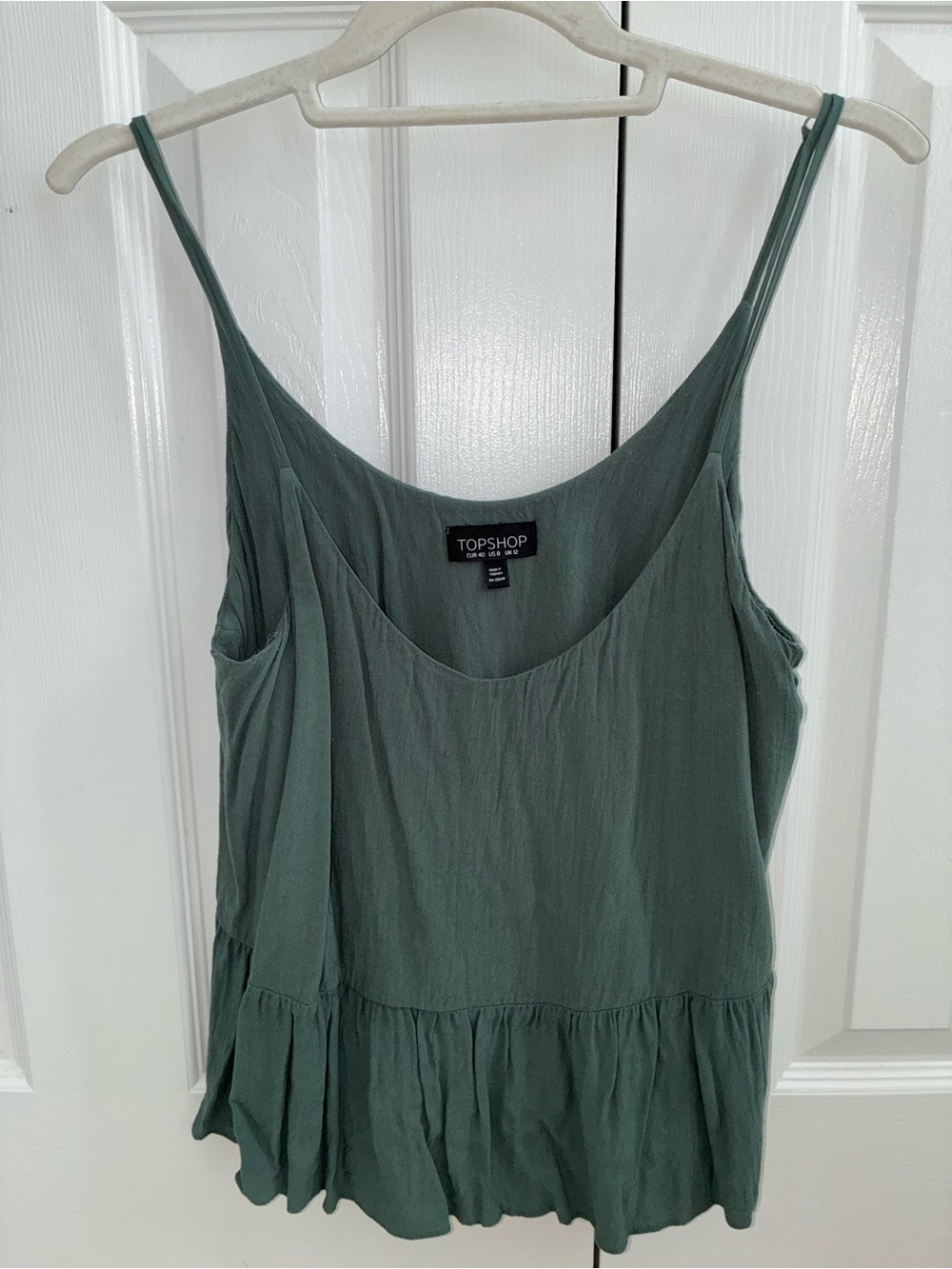 TOPSHOP Sage Green Ruffle-Hem Camisole